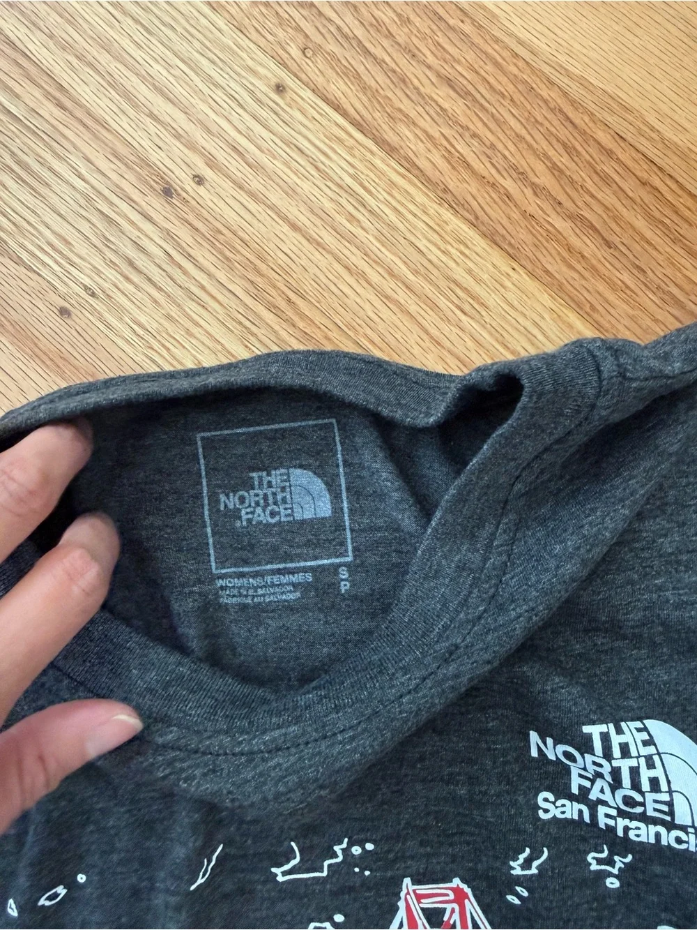 The North Face Charcoal Tee with Red & Cream Golden Gate Graphic - Picture 2 of 3